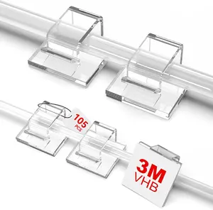 105 PCS Christmas Light Clips (Small & Large), Adhesive Hooks for Outdoor String Lights, Clear Cable Clips Wire Holder Cord Organizer for Patio, Porch Holiday Decor Cable Management