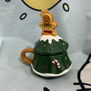 Christmas Gingerbread Man Mug, 3D Cartoon Ceramic Cup, Cute Winter Coffee Mug for Kids & Adults
