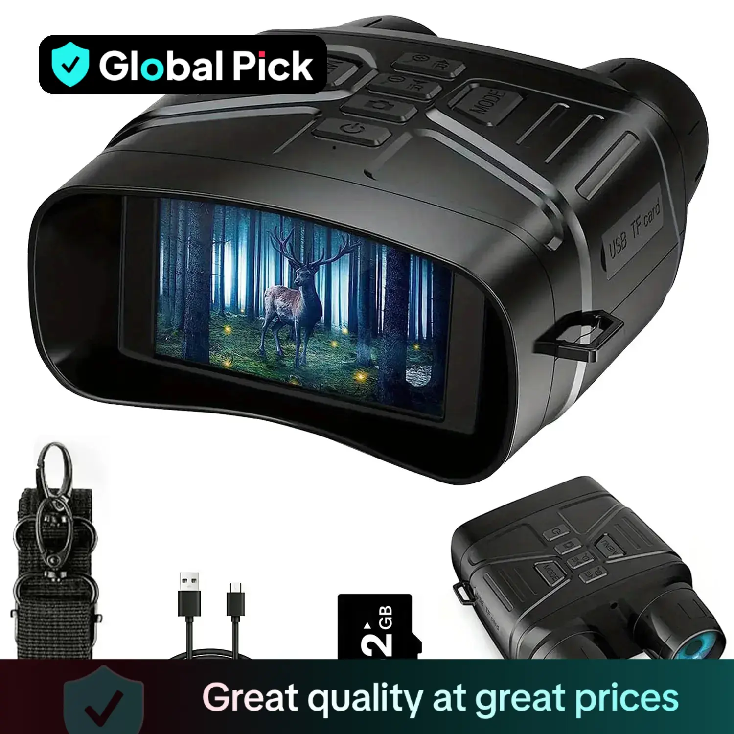 4K Night Vision Goggles, 3'' Large Screen 5X Digital Zoom Binoculars For Photography with 5000mAh Rechargeable Lithium Battery, Camping Binoculars Acc