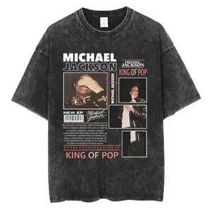 Michael Jackson Face Graphic T-Shirt – Vintage Washed Oversized Hip-Hop Gothic Tee for Men & Women, Streetwear Fashion, Concert Outfit, Music Fan Birthday & Holiday Gift