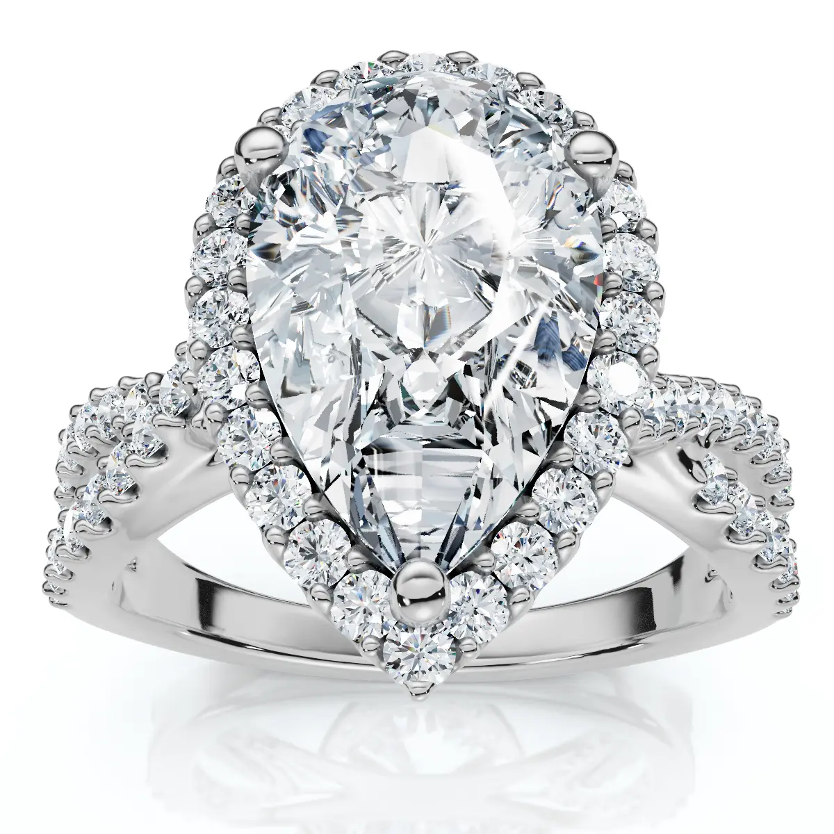 Certified 3Ct Pear Shape Diamond Engagement Ring 14k Gold or Platinum Lab Grown