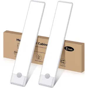 Motion Sensor Under Cabinet Lights, Magnetic Rechargeable Under Counter Closet Light, Wireless Night Light Bar Stick-On, 2-Pack, Cool White