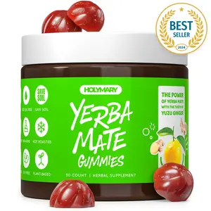 Yerba Mate Gummies – Vegan, Organic, Non-GMO, Gluten-Free | Natural Energy, Focus & Clarity | Plant-Based Wellness Support | Jar of 50 Gummies