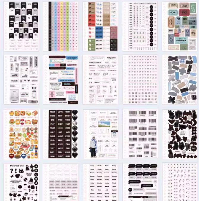 2500pcs Time Fragments PET Sticker Book, DIY Diary Decoration Scrapbooking Stickers