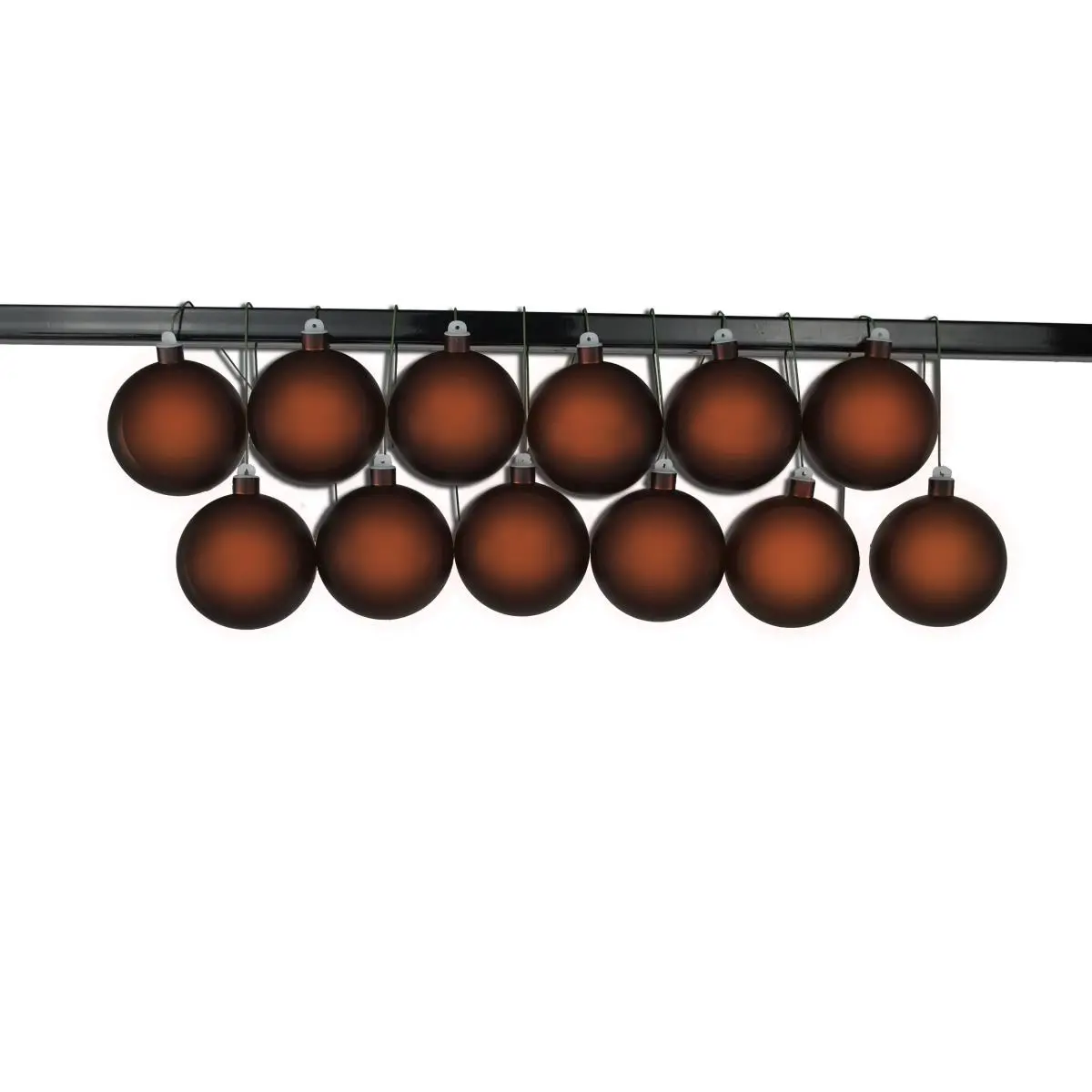 212 MAIN Matte Copper Metal Ball Christmas Home Ornament, 2.5 in, 12-Pack with Wire & UV Coating, Festive Supplies for Party Use