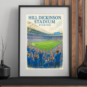 Everton Stadium Watercolor Poster: Hill Dickinson, Soccer Fan Wall Art