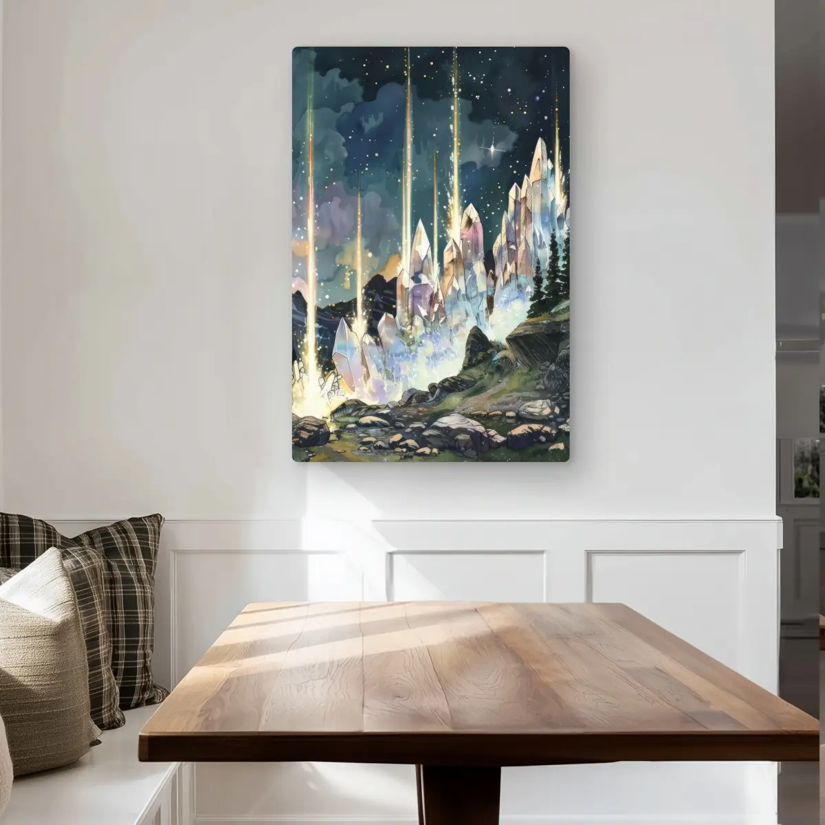212 MAIN Conscious Sales C1MP2436I3RLDK 24x36 in. Artistic Minimalist Magical Beams Purple Aluminium Metal Print Wall Art, Light-Infused Home Decor Inspo Room Decoration