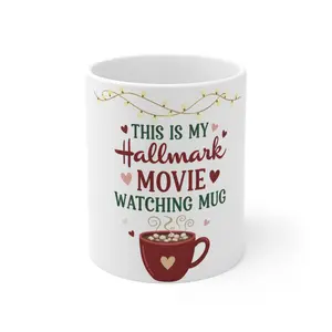 Hallmark Movie Watching Mug, Cozy Hot Beverage Cup, Gift for Movie Lovers, Holiday Mug for Christmas, Fun Kitchen Decor
