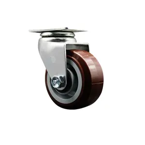 Service Caster SCC-20S420-PPUR Swivel Top Plate Caster, Maroon - 4 in. by 2 in. Polyurethane on Polyolefin Wheel Roller Bearing