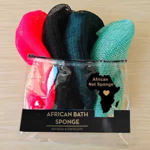 4 Piece African Exfoliating Net Sponge Bundle, Ethically Sourced from Nigeria Bath Sponge Bath Sponge Shower