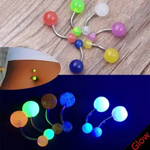 Body piercing glow-in-the-dark navel studs acrylic jewelry wholesale - pierced nose studs, navel studs, lip studs, 7-piece set