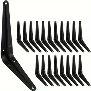 6pcs Heavy Duty 6-Inch Black Iron Metal Shelf Brackets, L-Shaped Wall Mount for Floating Shelves, Decorative Corner Support with Pre-Drilled Holes for Easy Installation in Home, Garage, Kitchen, Floating Shelves for Wall