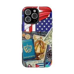 Proud Cuban American Flag Phone Case, Flat Printed 3D Illusion Cuba Passport Cover, Hispanic Heritage Patriotic Protective Case for Men Women for iPhone 7 thru 17.