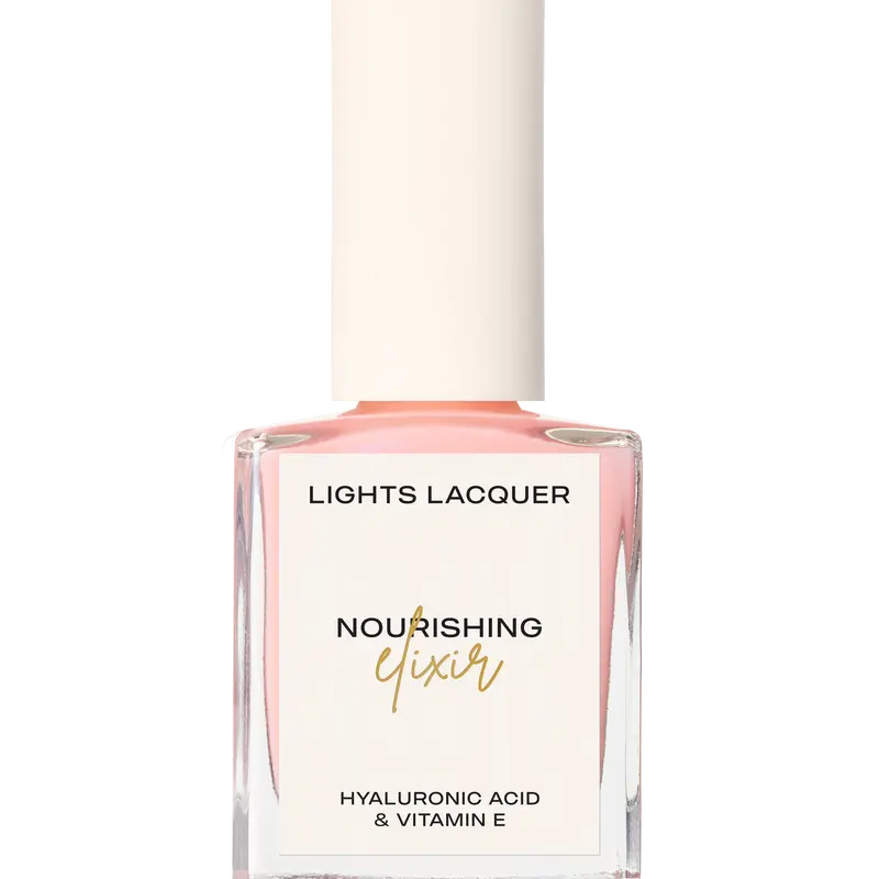 Nourishing Elixir Base Coat - Milky Pink Shimmer Nail Treatment made to revive dull, dry, or brittle nails