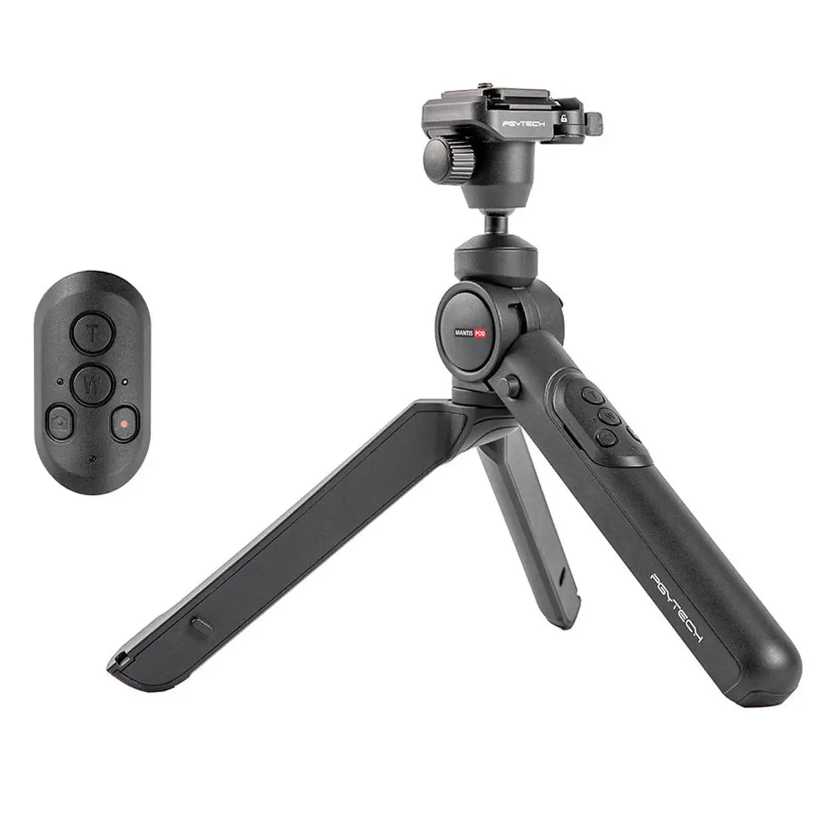 PGYTECH MantisPod 2.0 Vlogging Tripod Kit with Ball Head, Remote Control, Magnetic Grip, Handheld Smartphone Camera Equipment, Classic Black, Lock