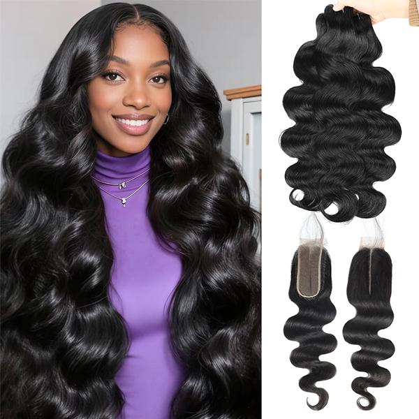 2x6/4x4 Lace Closure With Bundles 15A Grade Body Wave Bundles With Closure Virgin Human Hair extensions For Women