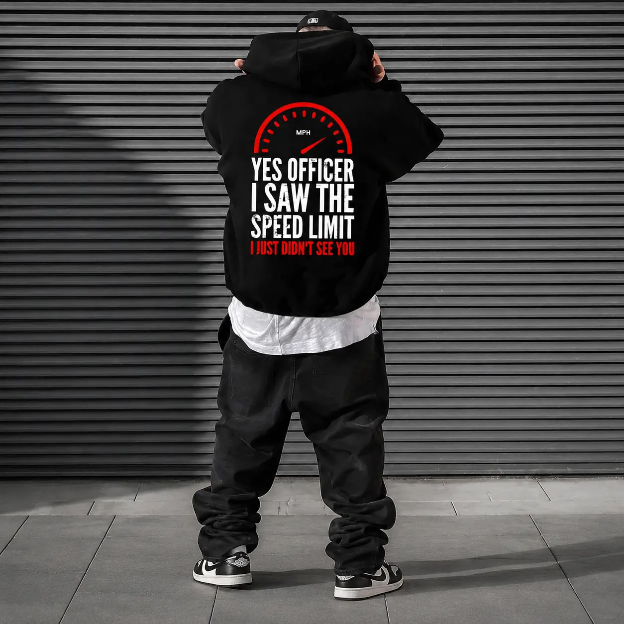 Officer I saw the restriction sign but I didn't see you alphabet print men's hooded sweatshirt, the new spring, autumn and winter solid color print hoodie top loose fit Graphic hoodies