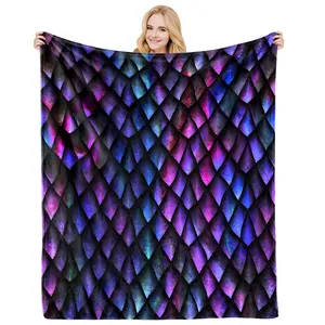 Dragon Scale Print Flannel Throw Blanket Soft, Warm Cozy for Couch, Bed, Office, Car Travel All-Season Gift for Men Women Adults Teen Boys Girls