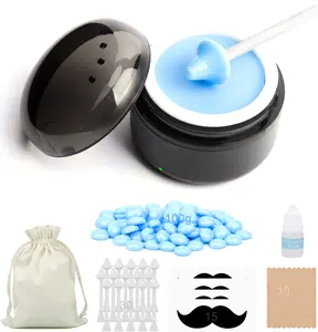 Nose Wax Kit - Travel Wax Warmer for Hair Removal with 100g Wax, 15 Applicators, 30 Nose Hair Sticks, 2 Silicone Pots, 1 Bag Constant Temperature, 15-20 Times Black - Round | Black | Mini