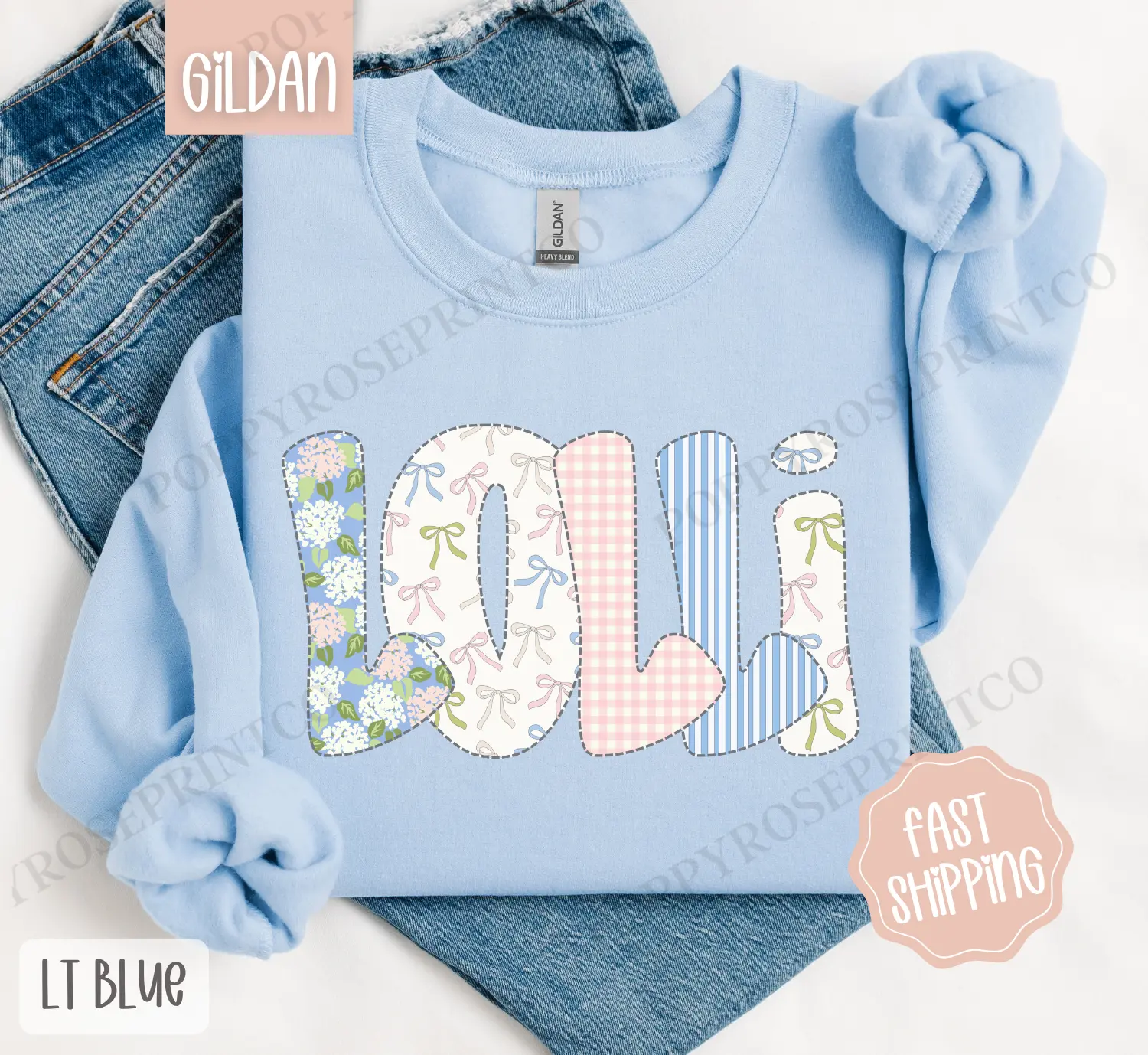 Floral Lolli Sweatshirt, Cute Spring Grandma Sweater, Coquette Lolli Crewneck