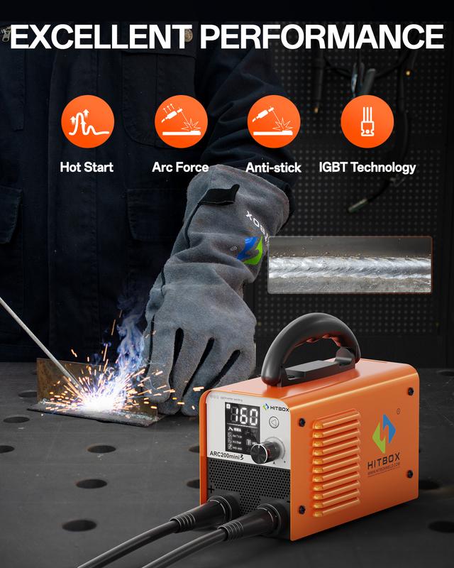 ARC200mini3 HITBOX 2-IN-1 Perfect Stick Welder 160A MMA/Lift Tig Portable Handheld with LCD Display & Anti-Stick Technology for Beginners welder  machine