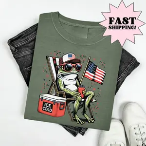 4th of July Shirt USA Shirt Fourth of July Shirt Frog Shirt Funny Frog Tee Beer Shirt, Fourth of July Tee, Gift for Dad
