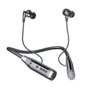 Bluetooth Neckband Earbuds - Wireless In-Ear Headphones with Quad Drivers, Noise Cancelling, Mic, Waterproof, Volume Control, Long Battery Life for Running, Gym Workout