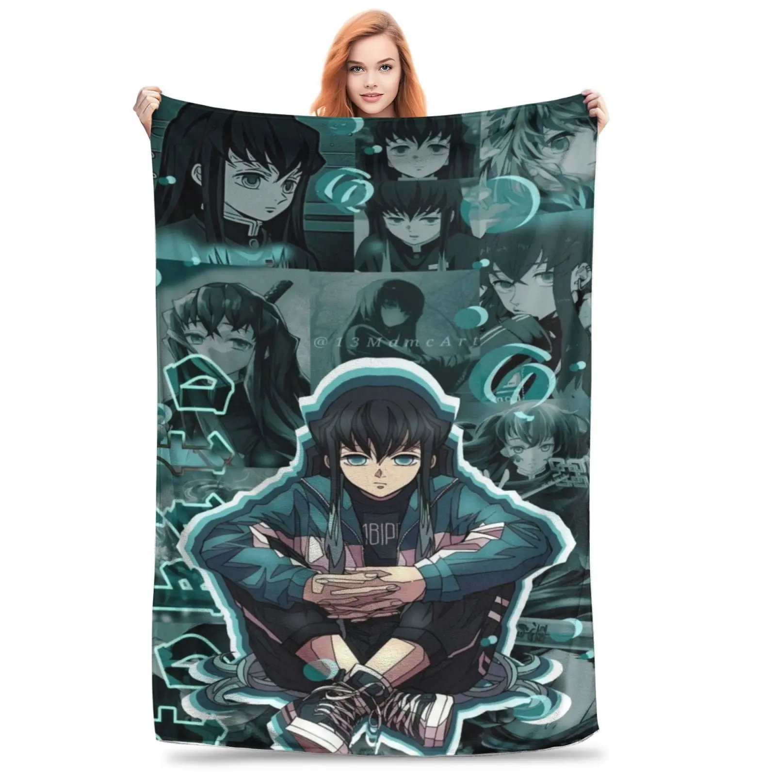 Demon Slayer: Kimetsu No Yaiba Cozy Blanket Throw, Luxury Soft Flannel Fleece Blanket, Sofa Use, Suitable for Holiday Gifts for Family, Ideal for Summer Use
