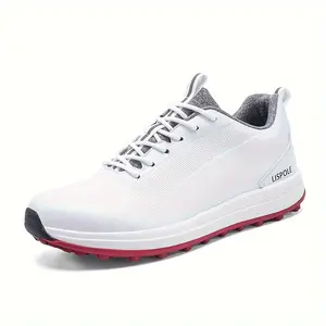 2025 Men's Waterproof Nail-Free Golf Shoe-Lightweight Breathable Synthetic Upper, Non-Slip Rubber Sole and Eva Shock-Relief Pad-All-Season Comfortable, Suitable for Golf, Walking and Casual Wear-White/Black, fashion Sports Design |   Fabric Lining