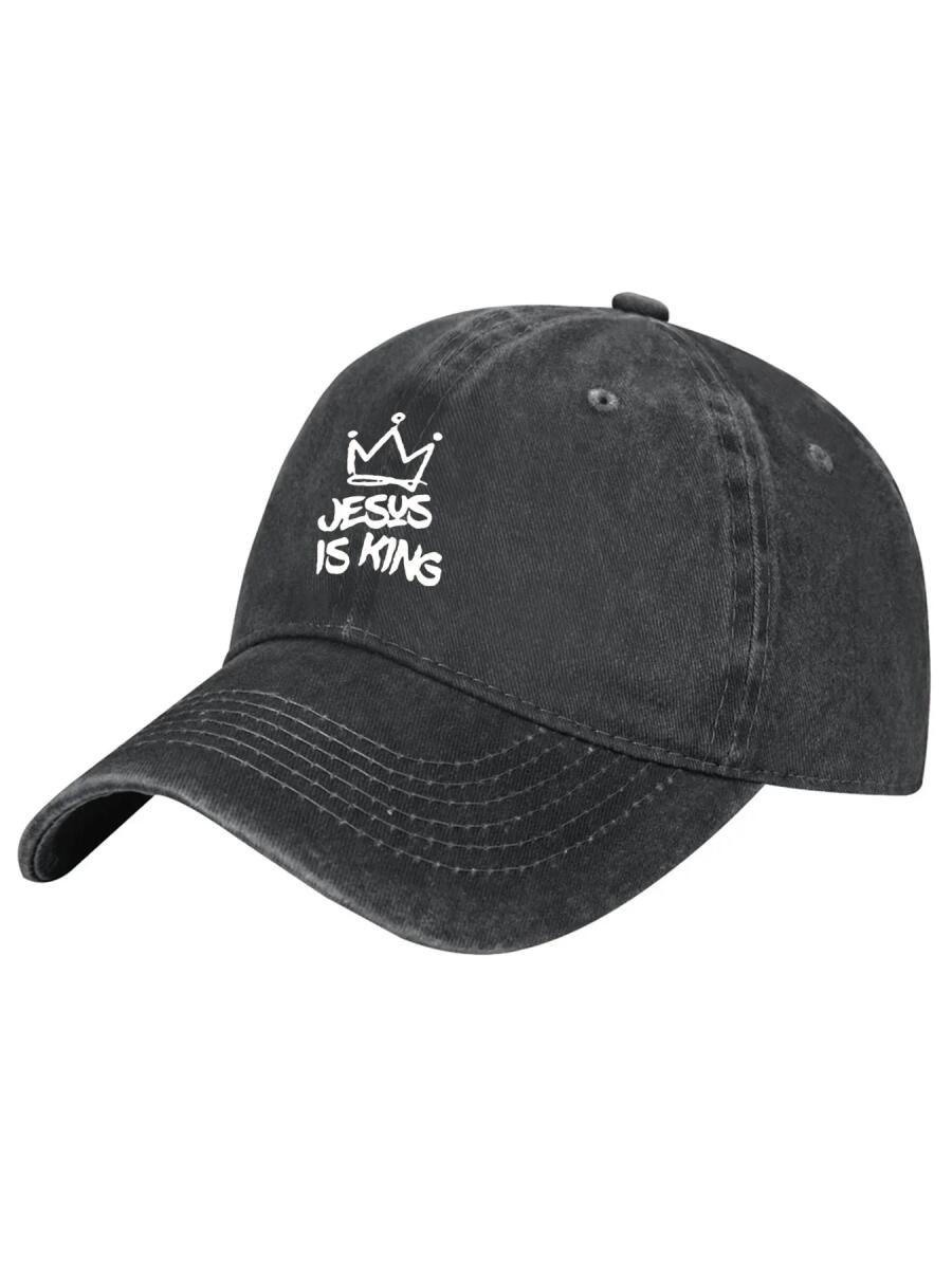 Christian Jesus Is King Crown Vintage Cotton Baseball Cap Religious Faith Dad Hat for Casual Wear Sports Statement Piece