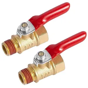 2 Pack 1/4" Heavy Duty Air Compressor Brass Ball Valve Shut Off Switch, 1/4 Inch Male And Female NPT Thread Pipe Fitting