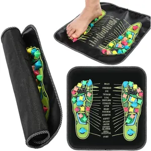 Reflexology Foot Massage Mat Reflexology Walk Stone Road Foot Massage Acupoint Mat for Acupressure Relaxes for Long Sitting Elderly Students and Office Workers (13.78 x 13.78 Inches) Relief Roller Body Care