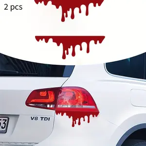2PCS/SET Exclusive Dark Community Blood Drip Sticker, 2pcs Simulated Blood Stain Personalized Tail Light Decal, Suitable for Sedans, Motorcycles, Skate Helmets, Waterproof & Scratch-resistant Creative Scratch Cover Sticker