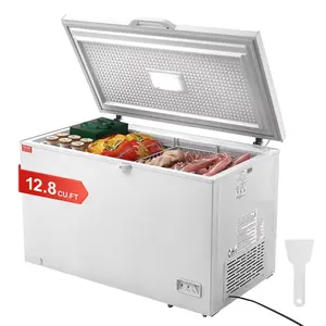 VEVOR Chest Freezer, 12.8 Cu. ft/ 345 L Large Deep Freezer 4 Removable Baskets, Freestanding Top Open Door Commercial Chest Freezers with Locking Lid, 7-Level Adjustable Temp, LED Lighting, 6 Wheels