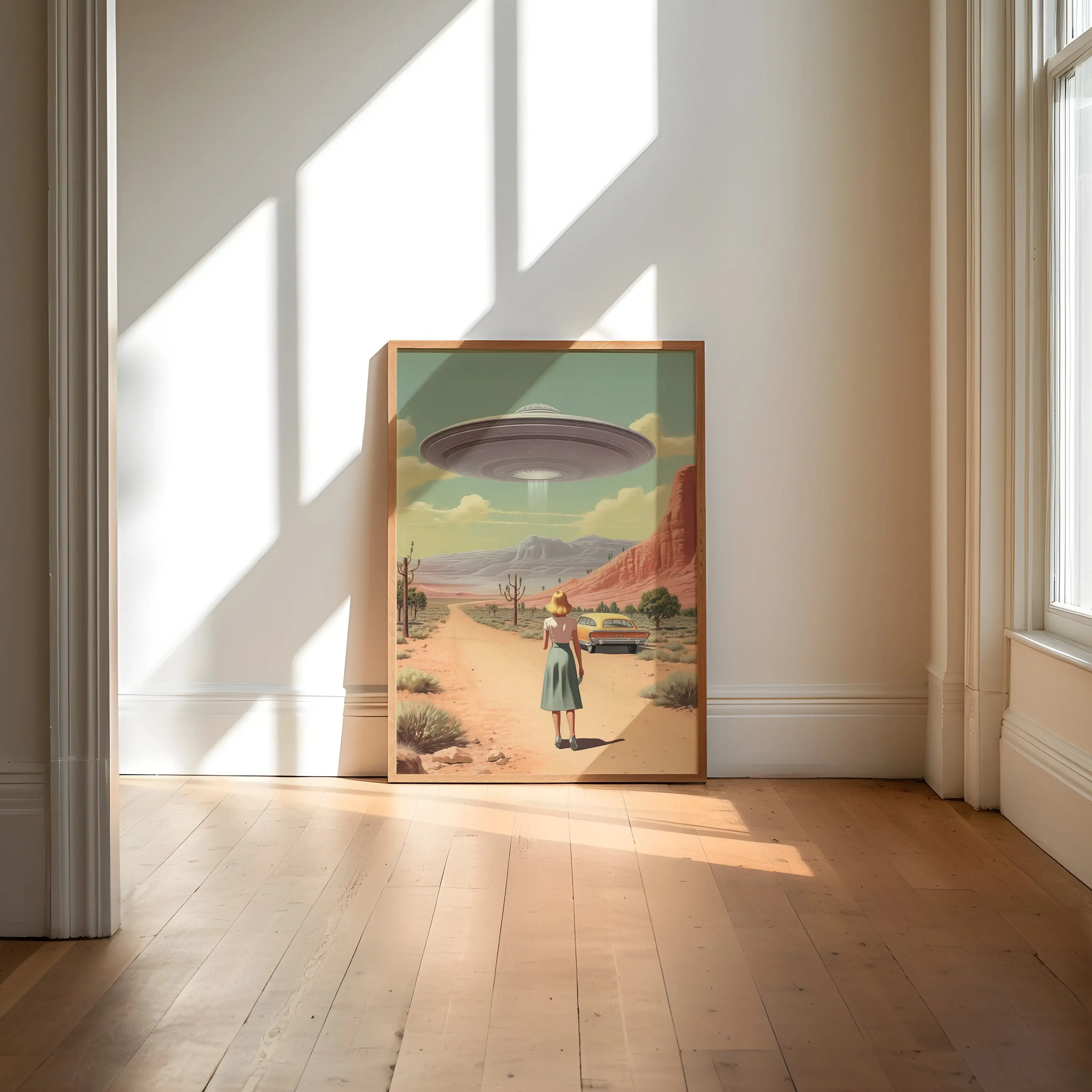 Ufo POSTER UNFRAMED Laundry Room Art Retro Alien Art UFO Wall Art Ufo POSTER UNFRAMED Alien Invasion Print Alien 50s Style Print Wall Decor Weird Ufo Art