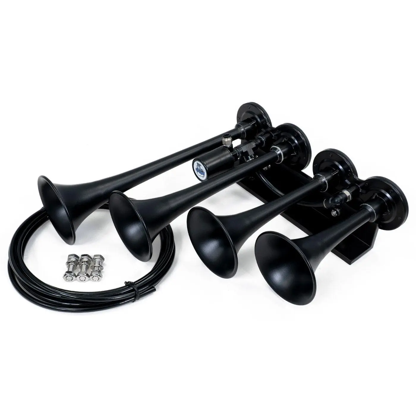 HornBlasters The Rage 4-Chime Truck Air Horn - Stealth Black Finish, Pre-Installed 12-Volt Air Valve, Included Mounting Hardware, Truck Horn HornBlasters The Rage 4-Chime Truck Air Horn - Stealth Black Finish, Pre-Installed 12-Volt Air Valve, Included Mounting Hardware, Truck Horn