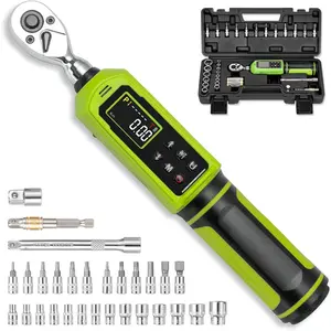 33 count 1/4" Digital Torque Wrench Set-0.33-22.13Ft.Lb/0.45-30 N.m, Electric Torque Wrench 1/4 Drive With Vibration Buzzer LED ,+-2% Accuracy Five Units for    Auto Repair