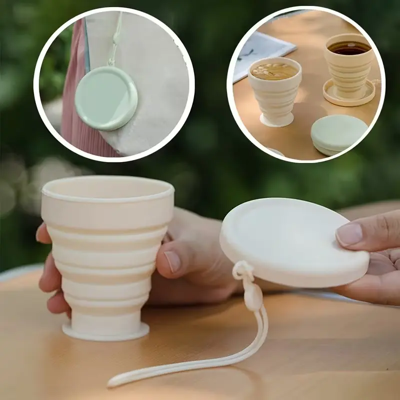Foldable Sports Water Bottle Leak-Proof Portable Cup, Portable Drinking Bottle, Silicone Anti-Drop Easy Clean High Temperature Resistant, Home Outdoor Travel Camping Gym Hiking Easy Cleaning, Leakproof Water Bottle