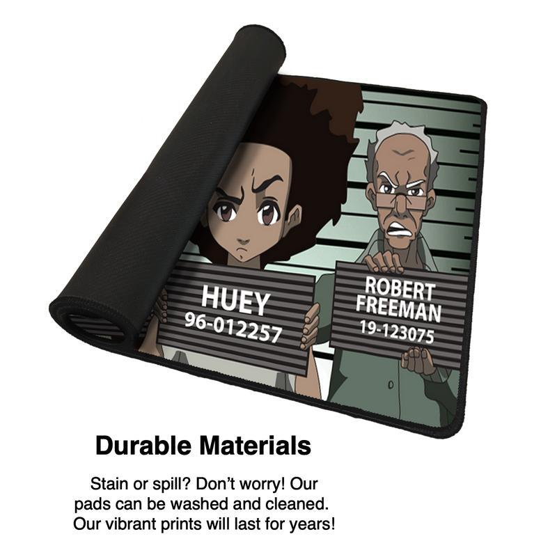 Extra Large Nostalgic Cartoon Mousepad - Boondocks-Inspired Design, Anti-Slip Rubber Base, Large/Extra Large Size Gamer Pad