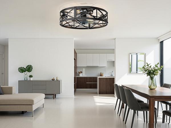 Ceiling Fans with Lights, Fandelier Rustic Low Profile Ceiling Fan with Light and Remote, Small Bladeless Ceiling Fans with Lights for Kitchen, Bedroom
