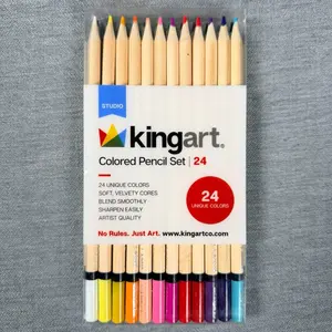 KingArt Studio: Colored Pencil Set, 24 Unique Colors, Soft, Velvety Cores, Blend Smoothly, Sharpen Easily, Artist Quality.
