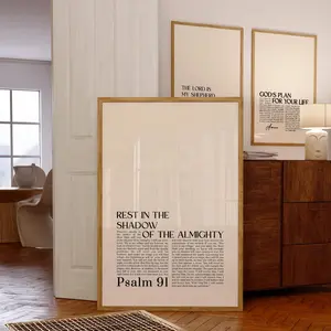 Psalm 91 Scripture Wall Art, Bible Verse Poster for Christians, Minimalist Faith Gift For Her Him, Christian Catholic Gift