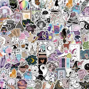 100pcs Magic Crystal Witch Fantasy Cartoon Stickers, Decorative Guitar Notebook Luggage DIY Waterproof Decals, Flat Sticker Type, Stickers Kit