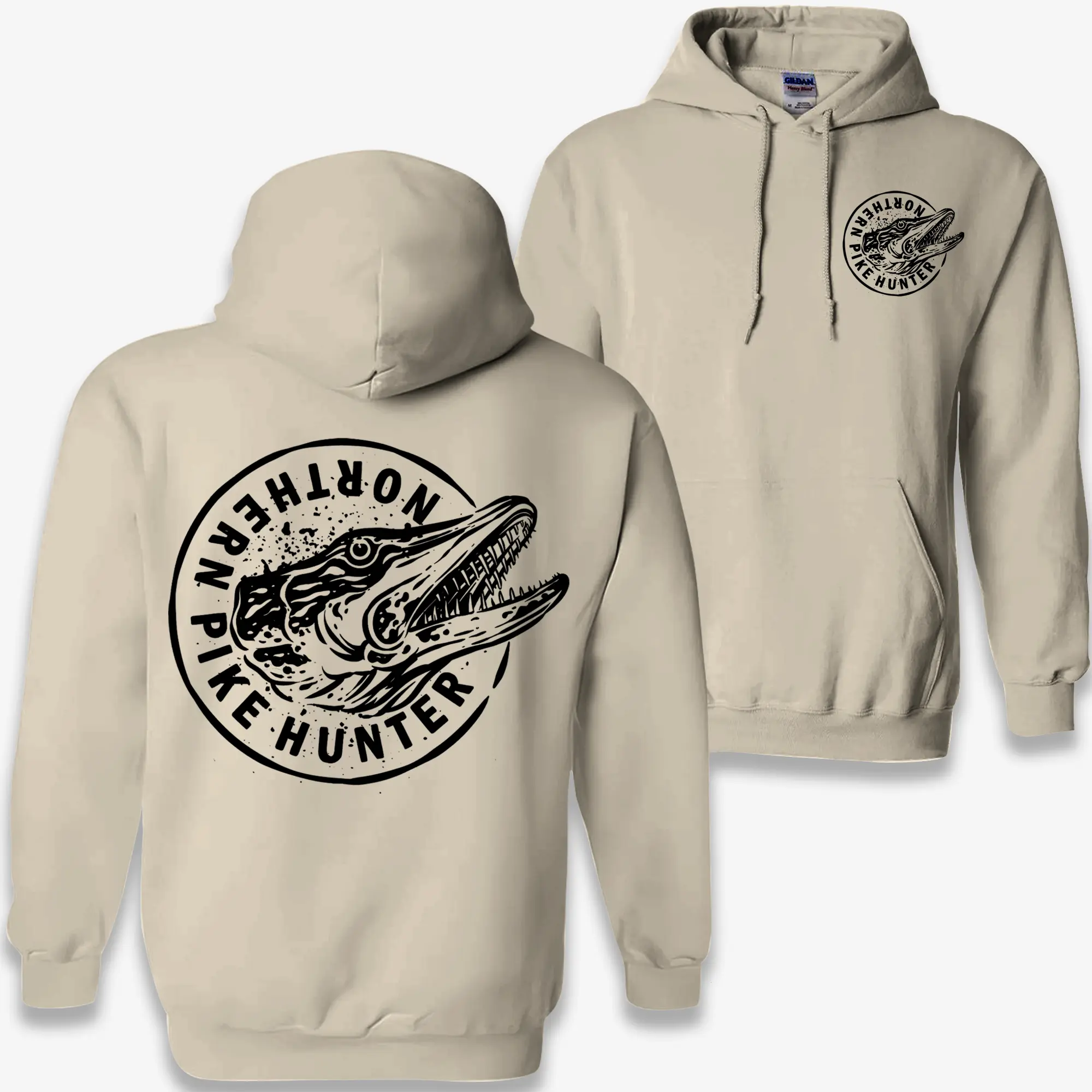 Northern Pike Hunter Fishing Hoodie Vintage Pike Fish Graphic Pullover Sweatshirt – For Pike Anglers & Freshwater Fishing Lovers | Gift for Dad, Husband, Fishermen