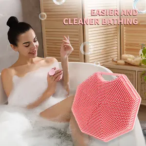 Silicone Body Scrubber, Double-Sided Exfoliating Bath Brush, Deep Cleansing Shower Scrub, Reusable Soft Bristle Back Scrubber for All Skin Types, Hanging Design for Bathroom, Home Use