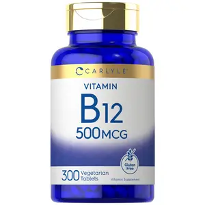 Carlyle Vitamin B-12 500mcg | 300 Tablets | Vegetarian, Non-GMO, Gluten Free Supplement
