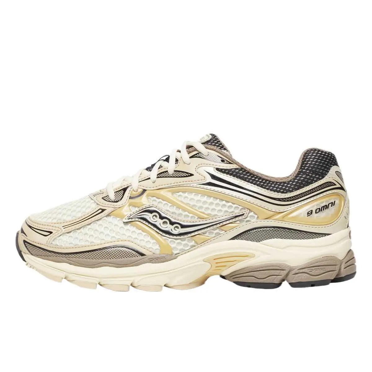 Saucony OG ProGrid Omni 9 Gold Running Shoes - Lightweight and Comfortable Sneakers with Breathable Mesh for Daily Wear & Light Training, Casual, Non-Marking Soles, Sporty Chic, Progrid Cushioning, Responsive Progrid Cushioning