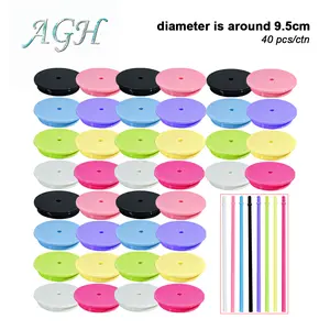 AGH US Replacement Lids 40pcs for 12oz 16oz 24oz Plastic Snow Globe Coffee Mug Glitter Tumbler Colors Mixed Drinkware