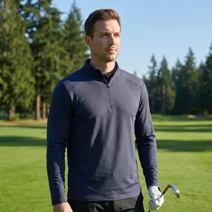 Male Quick-Dry Half-Zip Long-Sleeve Shirt, Lightweight Mock Neck Athletic Top, Breathable Base Layer for Hiking, Running
