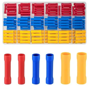 150 Pcs Electrical Butt Connectors Kit, Butt Splice Crimp Wire Connectors, Assorted Insulated Electrical Straight Wire Terminal Connectors,Wire Crimp Terminals
